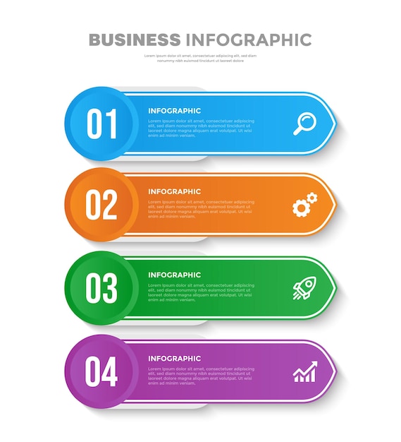 4 steps gradient business infographic template design