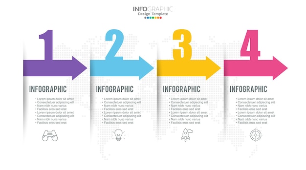 4 Steps infographic design template with icons and process