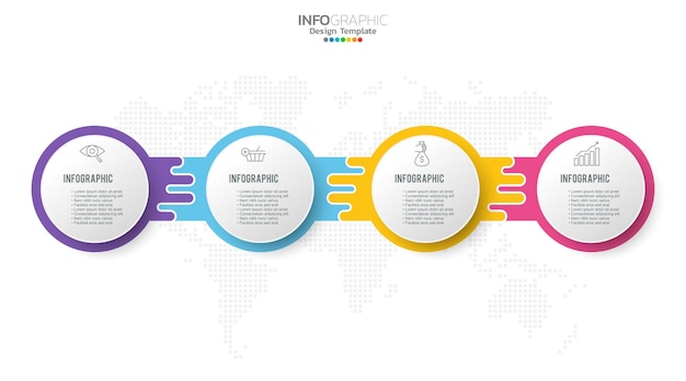 4 Steps infographic design template with icons and process