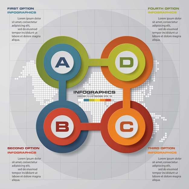 4 steps process chart slide template.