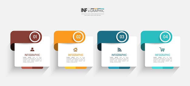 4 Steps process infographic template