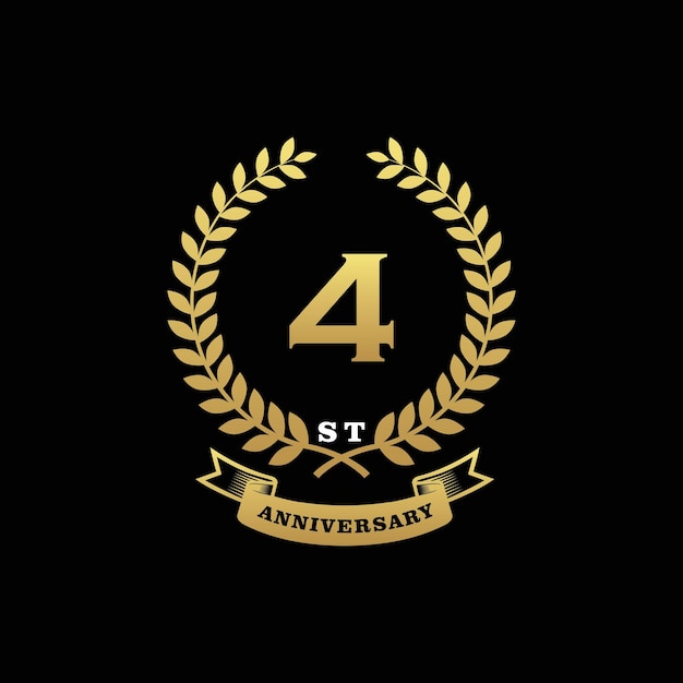 4 th anniversary logo gold