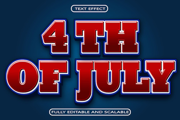 4 Th Of July Editable Text Effect 3 Dimension Emboss Modern Style