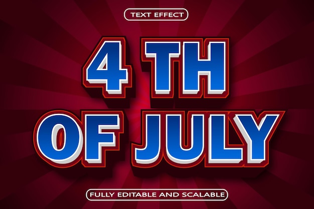 4 Th Of July Editable Text Effect 3 Dimension Emboss Modern Style