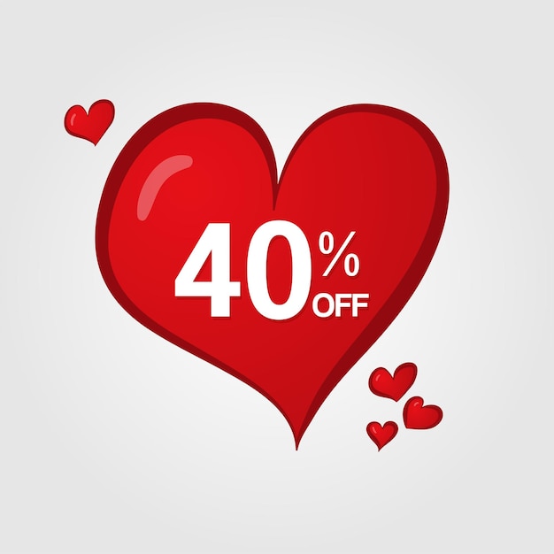 40 off Red heart 40 percent off Decorative hearts around Heart Tag