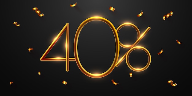 40 percent off discount creative composition 3d mega sale or forty percent bonus