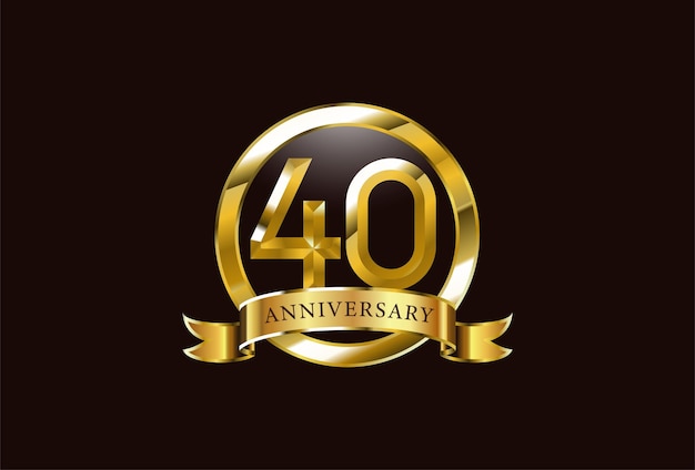 40 year anniversary celebration logo design with golden circle style