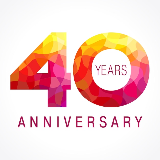 40 years old celebrating fiery logo. 40 th anniversary vector congrats. Creative red number.