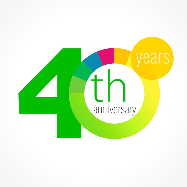 40 years old logo concept. 40 th anniversary vector template. Birthday greetings. Top 40 number idea