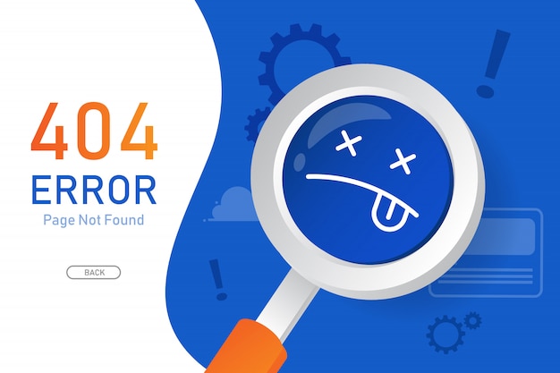 404  error page not found vector with magnifying glass graphic  design template for website