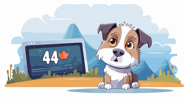 Vector 404 error page template with dog illustration