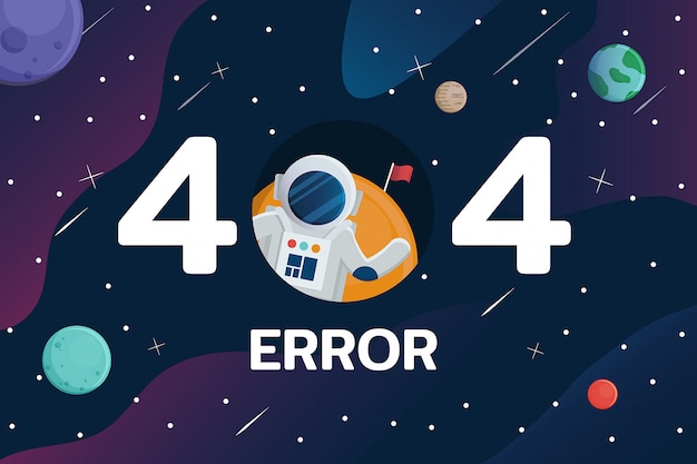 404 error with Astronaut and planet in space background