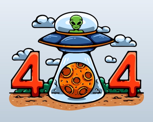 404 Page Not Found Alien Illustration Concept