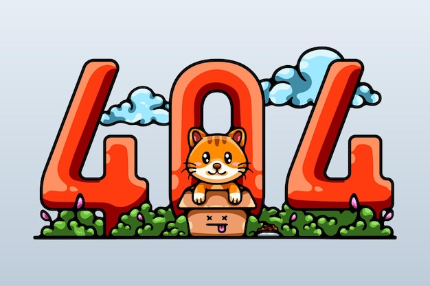 404 Page Not Found Cat In The Box Illustration