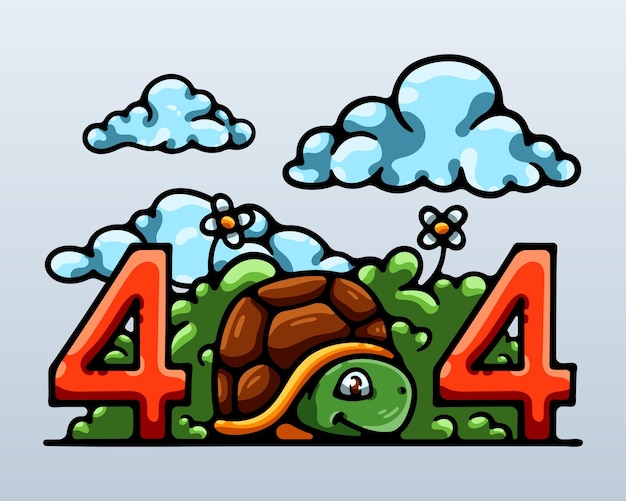 404 Page Not Found Turtle Illustration Concept