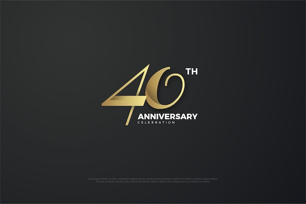 40th anniversary background with golden numbers on black background.