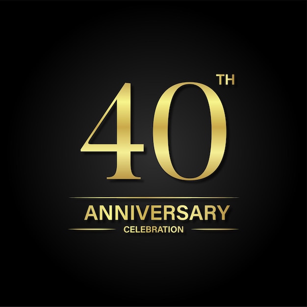 40th anniversary celebration with gold color and black background