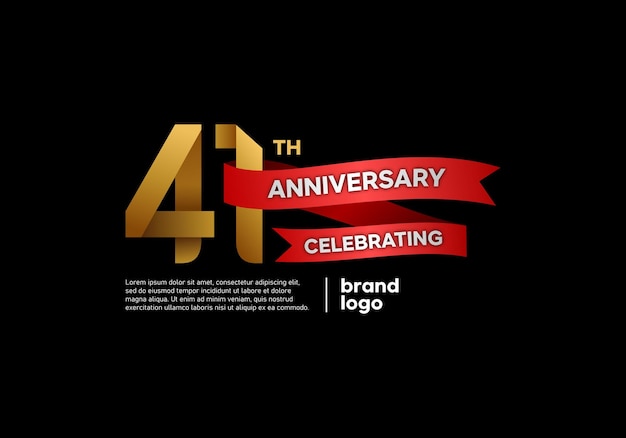 41 years anniversary logo with gold and red emblem on black background