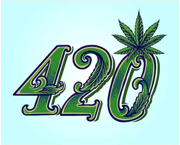 420 word lettering weed leaf ornate vector illustrations for your work logo merchandise tshirt