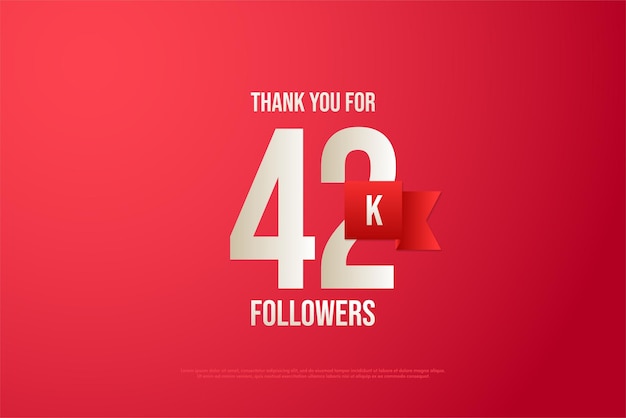 42k followers flat numbers on red background.