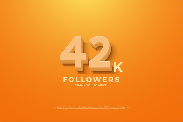 42k followers on orange background with light effect.