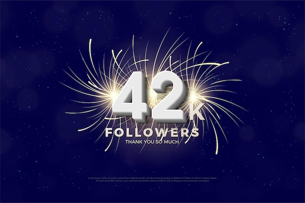 42k followers with sparks fireworks background.