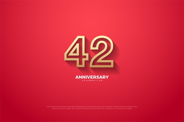 42nd anniversary with brown edged numbers