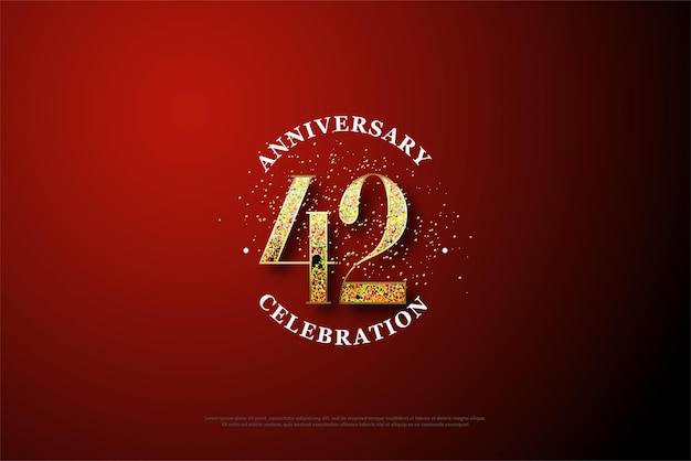 42nd Anniversary with glitter figures illustration