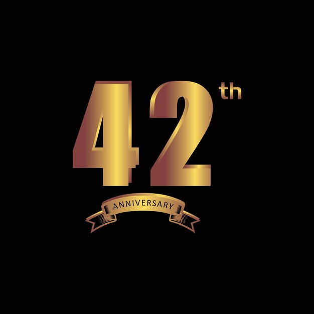 42st anniversary Vector gold edition on black background