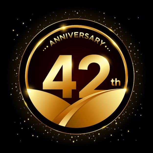 42th anniversary Golden anniversary template design Logo vector illustration