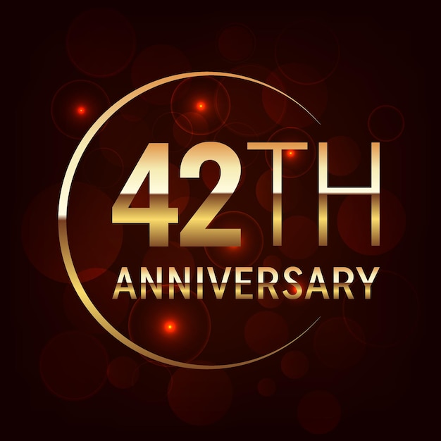 42th Anniversary logo with golden text and number for anniversary event Logo Vector Template