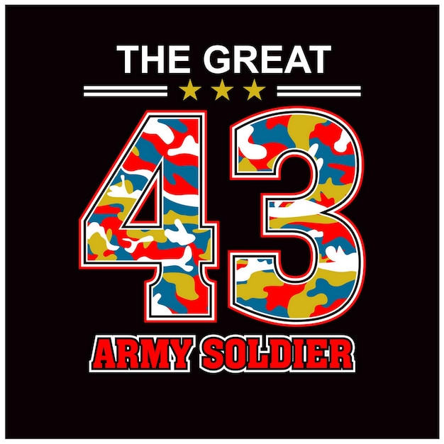 43 number army pattern and camouflage typography design in vector illustration