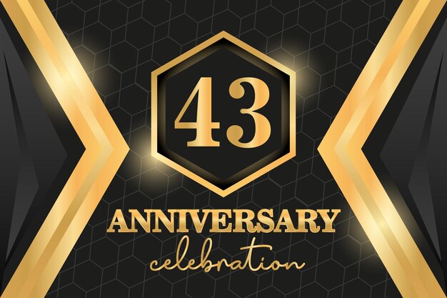 43rd anniversary celebration logotype. Logo,numbers and ribbon vector design.