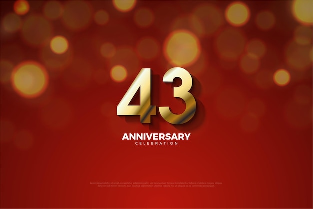 43rd anniversary with illustration of golden numbers cut in shadow