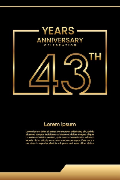 43th Anniversary template design Line art design Golden anniversary vector template