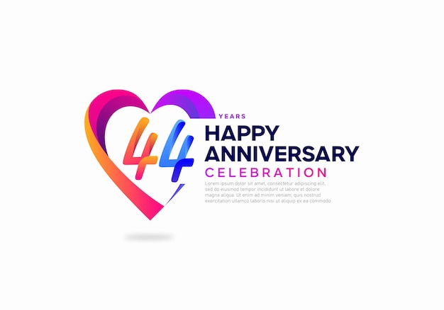 44 years anniversary colorful icon logo design vector template