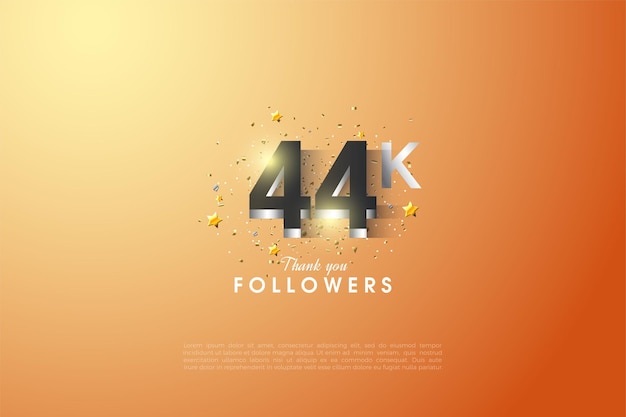 44k followers with 3d numbers and with light effects.