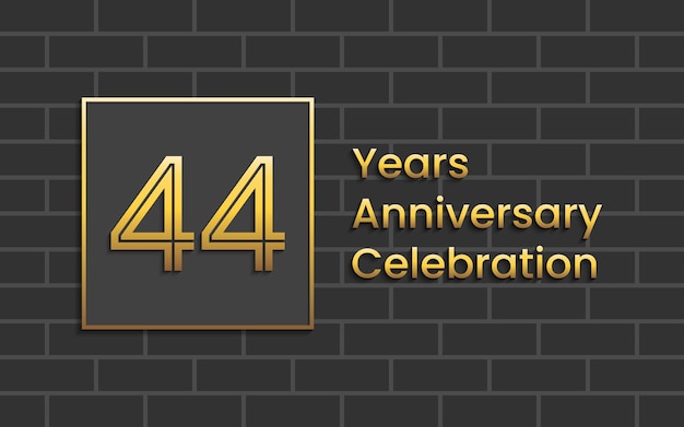 44th Anniversary Celebration template design with golden color Vector template