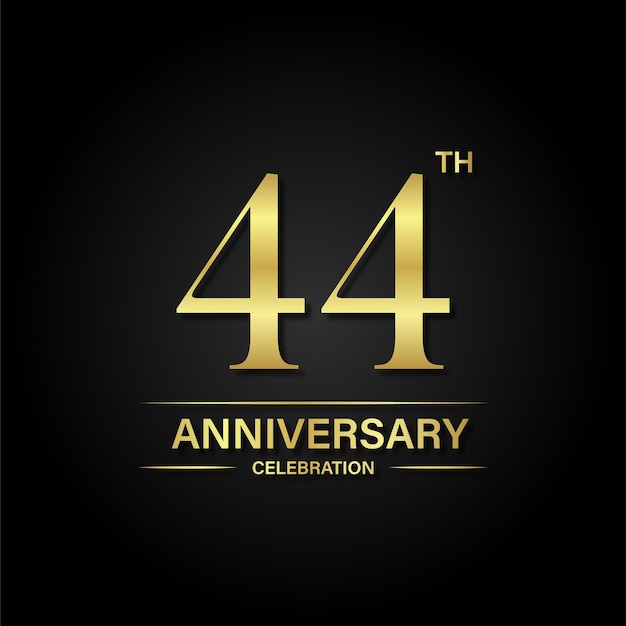 44th anniversary celebration with gold color and black background