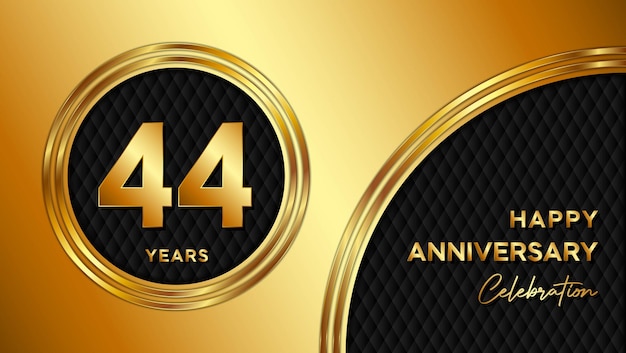 44th anniversary template design with golden texture and number for anniversary celebration event