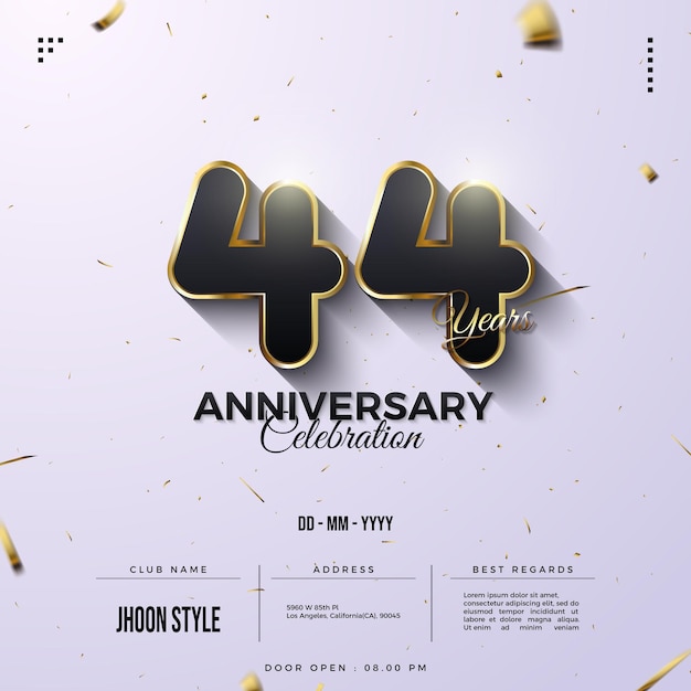 44th anniversary with simple and elegant number color