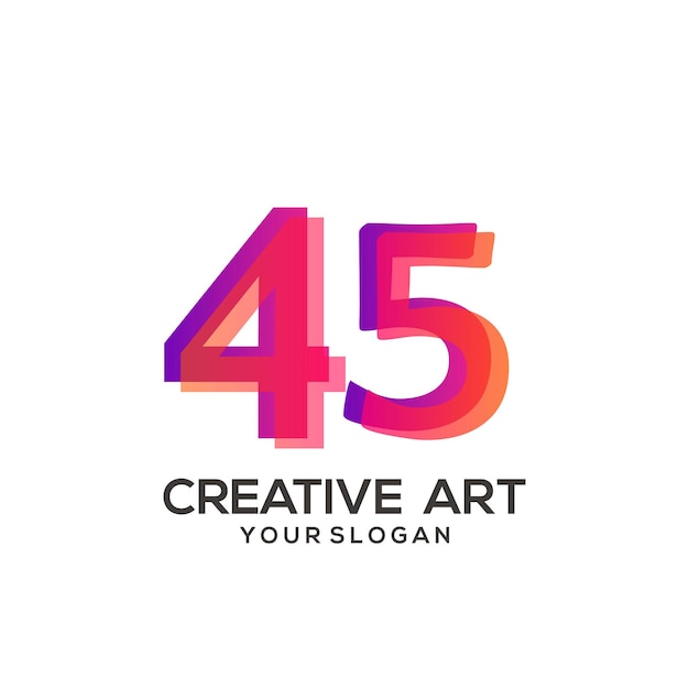 45 number logo gradient design colorful