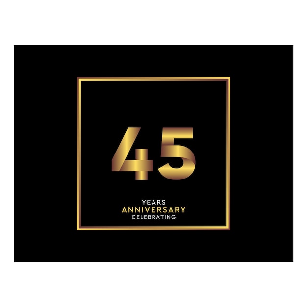 45 Year Anniversary With Gold Color Square