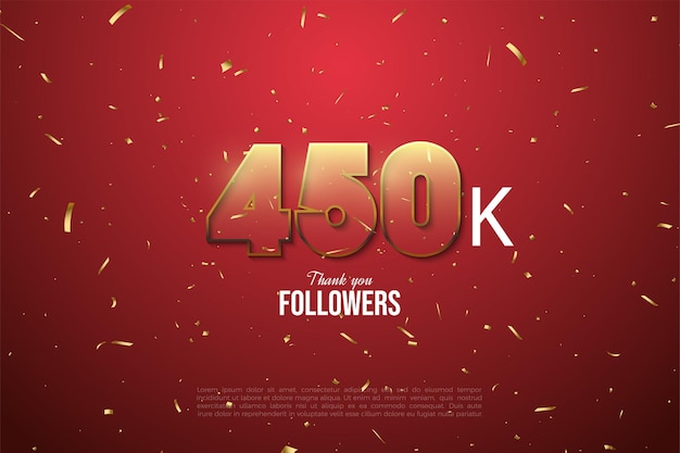 450K followers with gold bordered transparent numbers