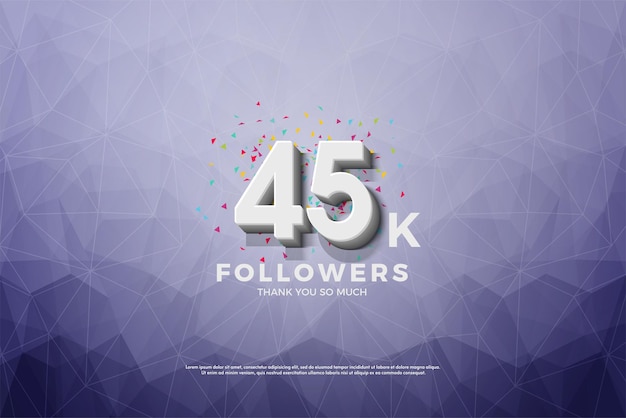 45k followers on a bright texture background