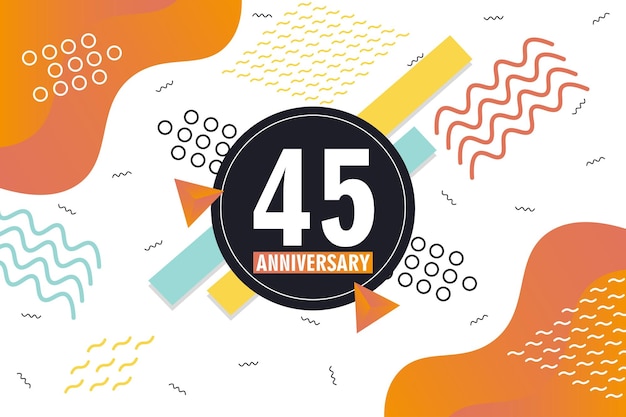 Vector 45th anniversary abstract background with geometrical shapes vector design