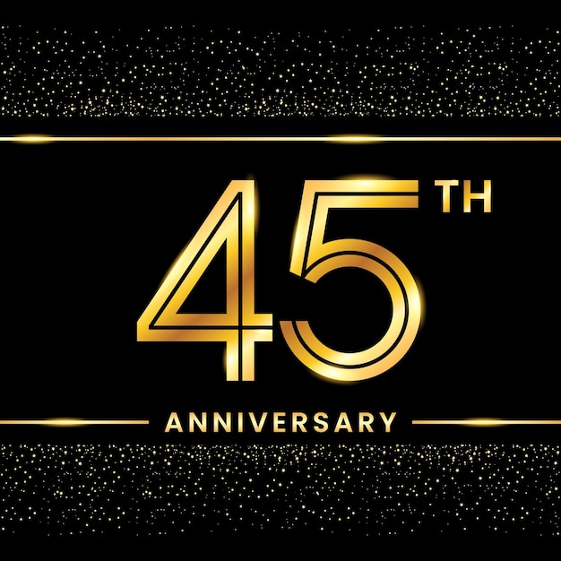 45th Anniversary Gold color template design for birthday event Line Art Design Vector Template