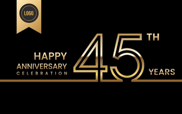 45th anniversary Golden anniversary template design with double line concept Vector Template