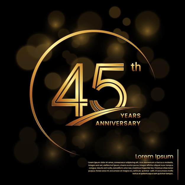 45th Anniversary logo design with double line numbers Golden anniversary template Vector Logo Template