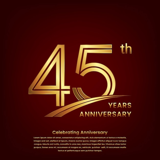 45th Anniversary logo with double line concept design Golden number for anniversary celebration event Logo Vector Template